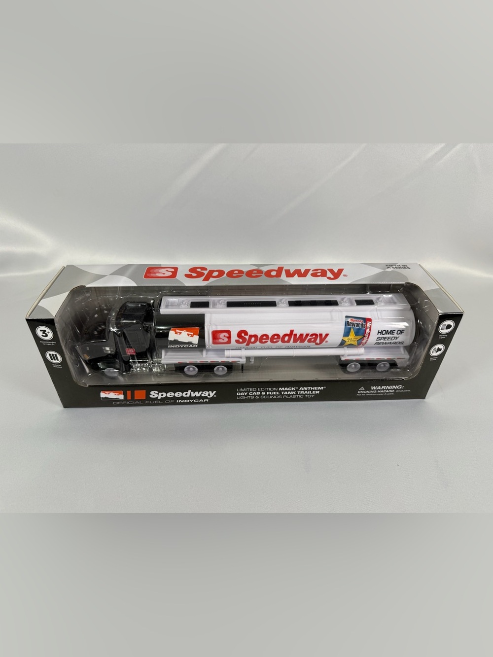 First Gear Speedway INDYCAR Mack 1:34 Tanker Truck Toy Black White Lights Sounds